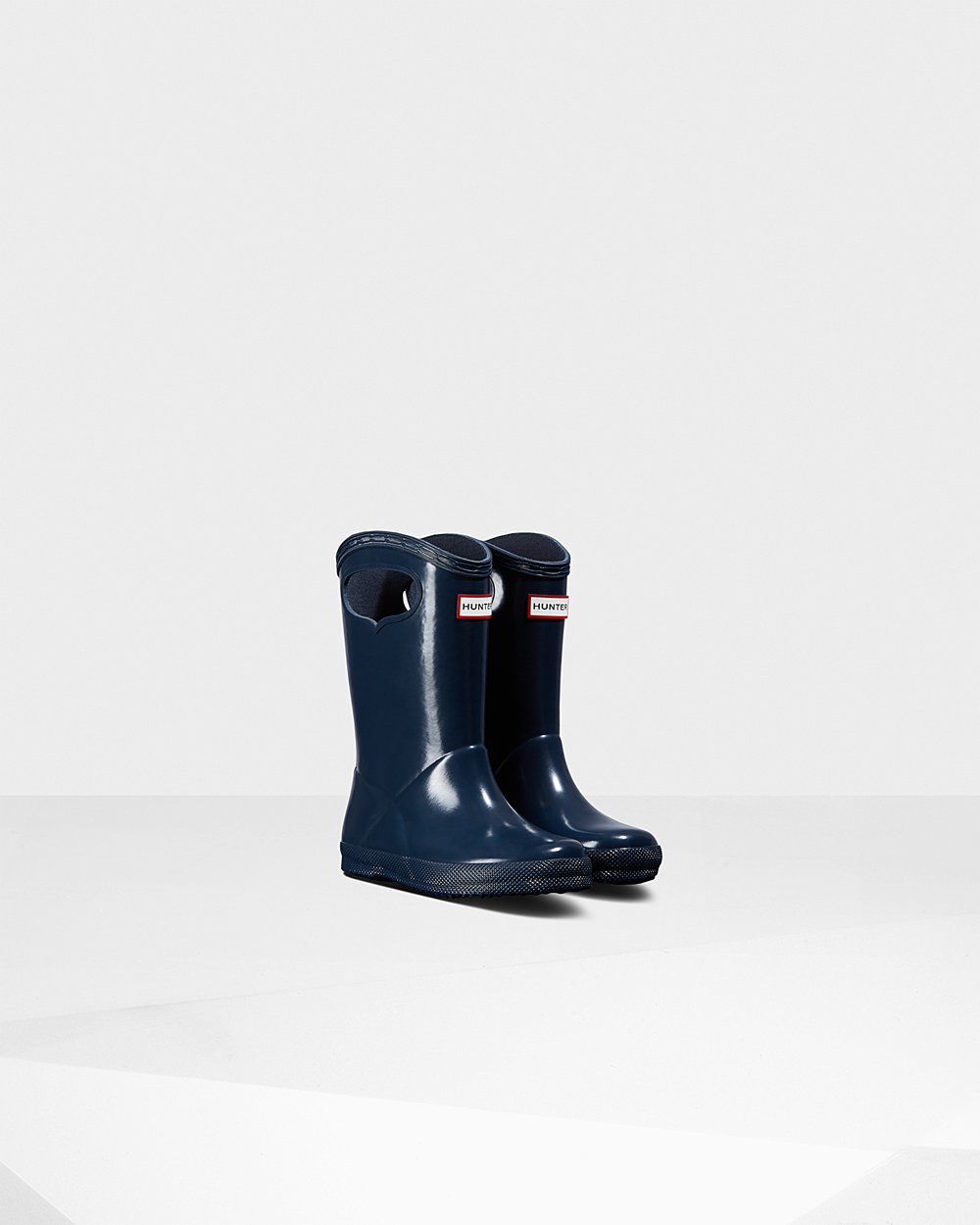 Hunter Original First Classic Grab Handle Gloss Rain Boots - Outlet Store Kids Navy - PALRXZ460